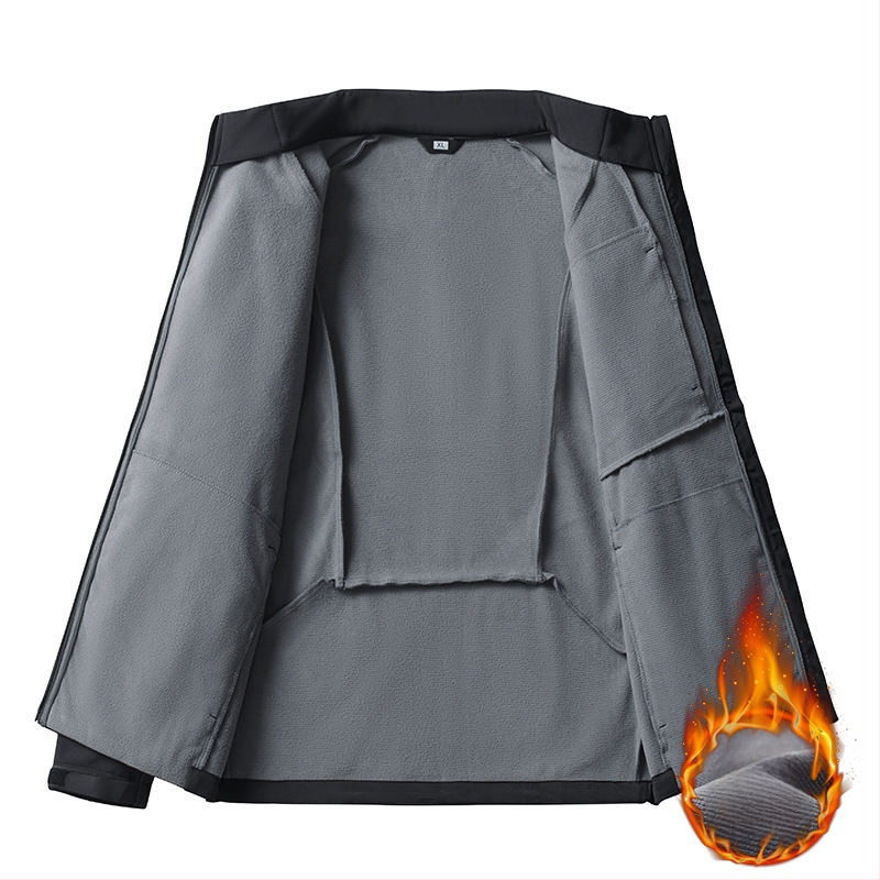 Edzéskabát hosszú ujjú, álló gallérral és vastag anyagú poliészter keverék