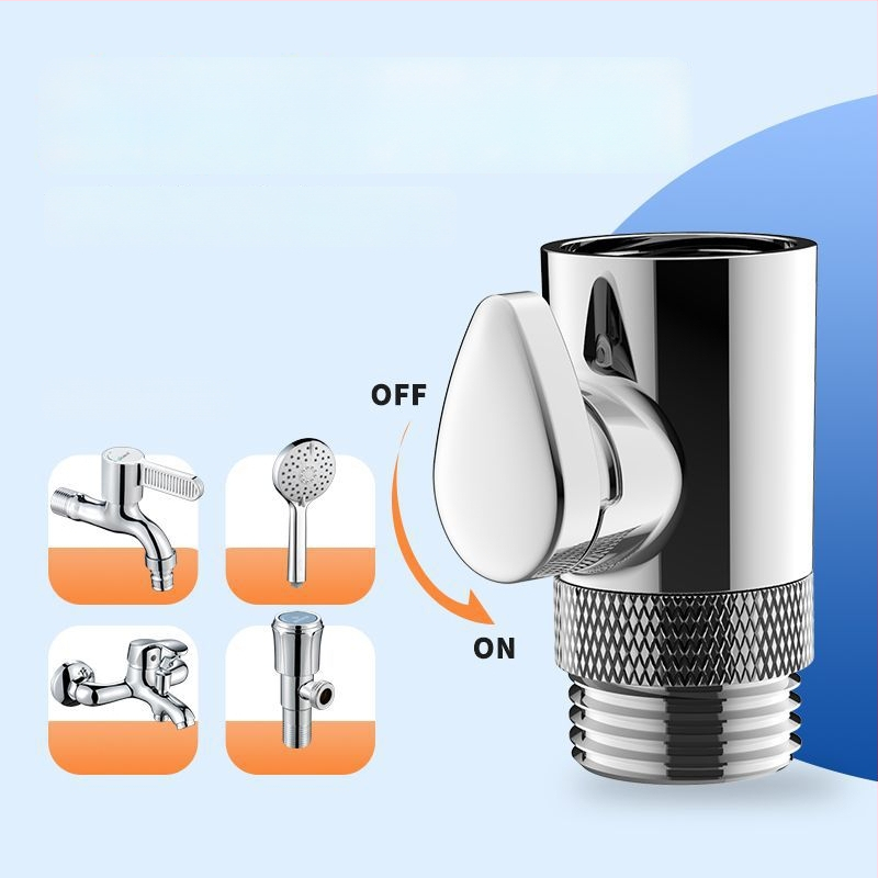 Κεφαλή ντους από χαλκό με βαλβίδα ελέγχου ροής, σωλήνας ψεκασμού κατά του στριψίματος, αντοχή σε πίεση και θερμοκρασία, βαλβίδα ασφαλείας με κουμπί διακοπής νερού, ολόκληρη από χαλκό