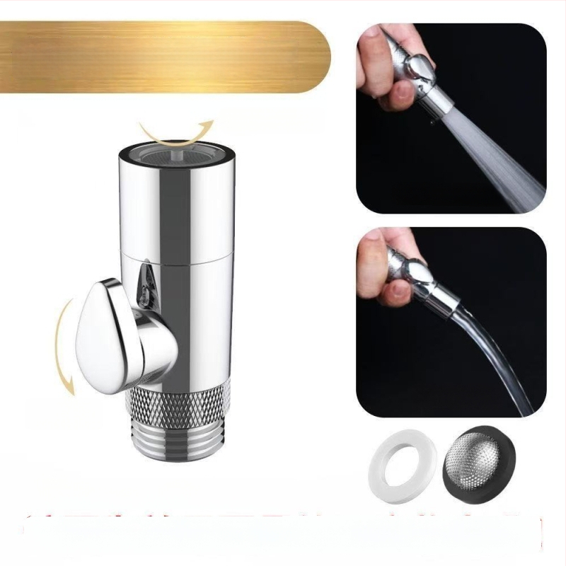 Κεφαλή ντους από χαλκό με βαλβίδα ελέγχου ροής, σωλήνας ψεκασμού κατά του στριψίματος, αντοχή σε πίεση και θερμοκρασία, βαλβίδα ασφαλείας με κουμπί διακοπής νερού, ολόκληρη από χαλκό