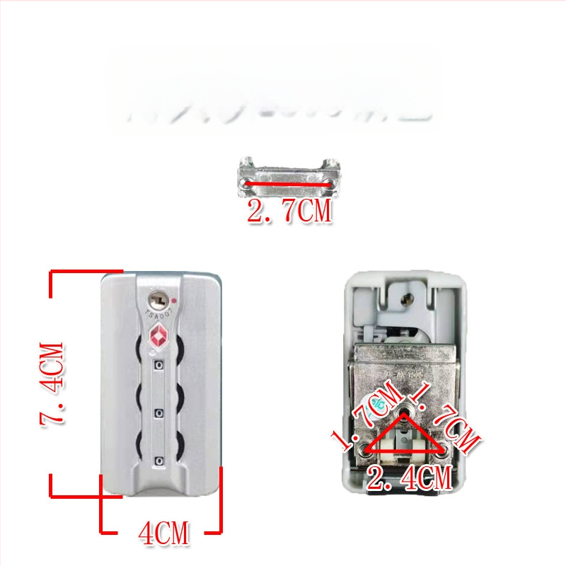 Μέρη κλειδαριάς αποσκευών TSA007 — Κλείδωμα με κωδικό, ABS υλικό, Αντικλεπτικά