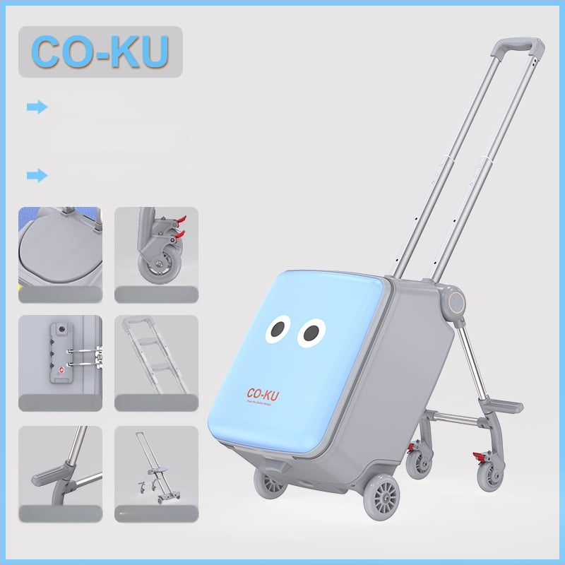 Παιδικές αποσκευές με λειτουργία καθίσματος, μεγάλη χωρητικότητα, PC περίβλημα, 5,1 kg, TSA συνδυασμένη κλειδαριά, φερμουάρ