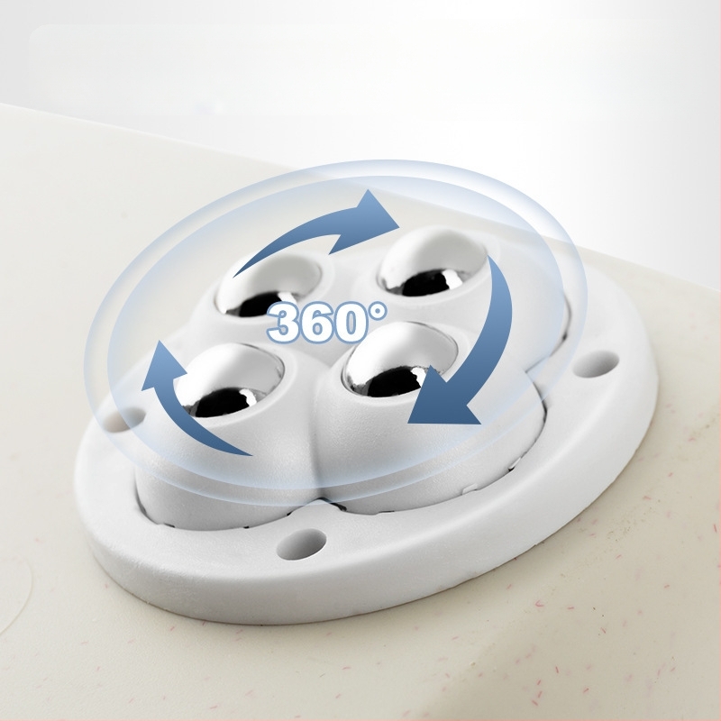 Bază cu roți universale pentru fundul cutiei de depozitare (4 role), bază autoadezivă, din plastic