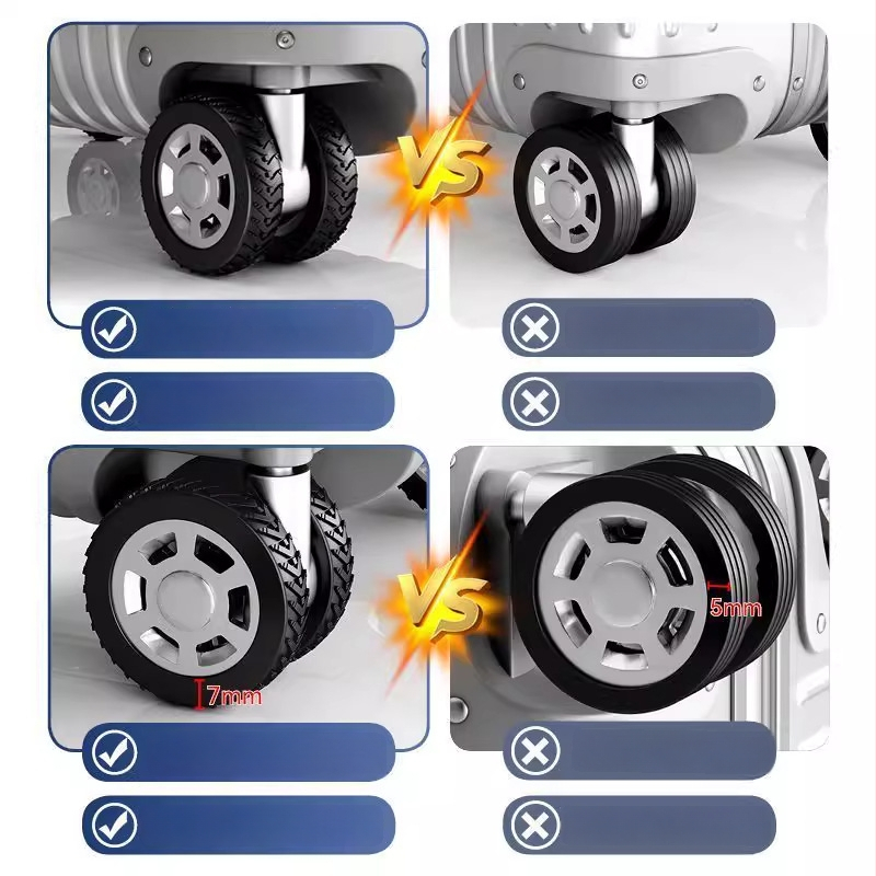 Kryt kolies batožiny — ochranný kryt kolies kufra, náhradné tiché univerzálne koliesko, silikónový krúžok príslušenstvo, ABS materiál, jar 2025