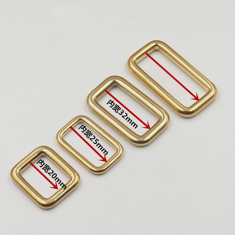 Cataramă pătrată din alamă, fără sudură, cu inel de conectare pentru articole din piele — accesorii pentru bagaje, fabricate manual