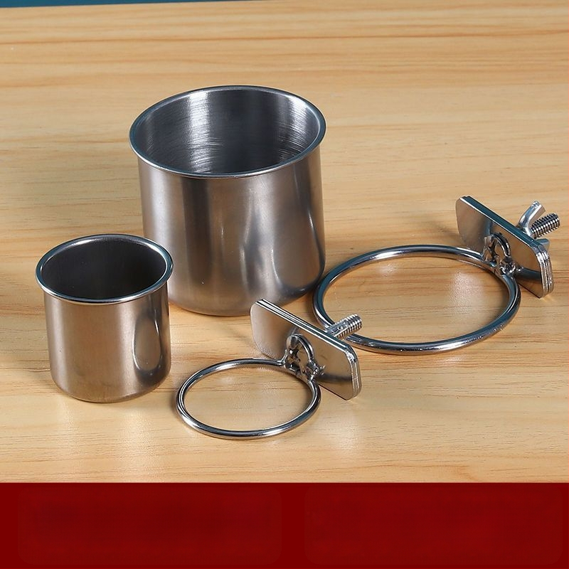 Папагал хранителен съд от неръждаема стомана със клип за чаша и държач за чаша, тава за хранене