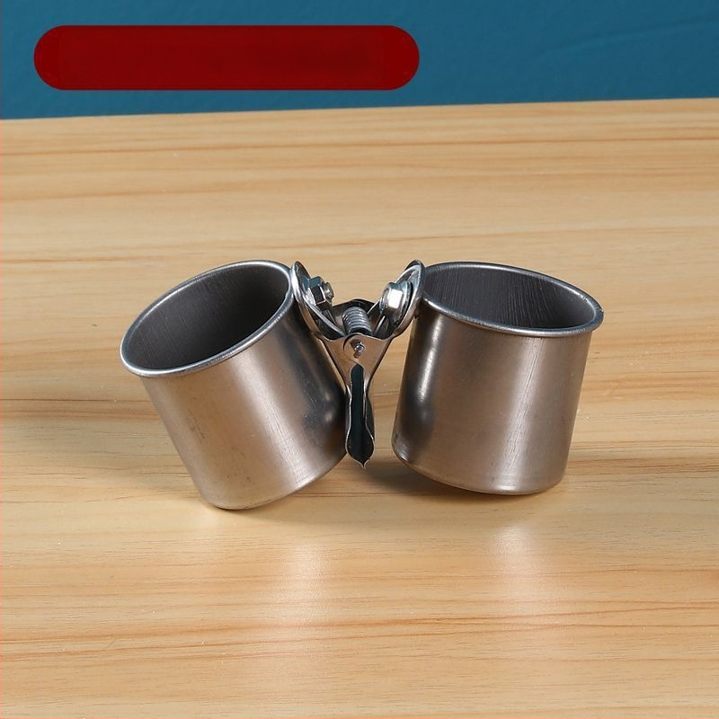 Папагал хранителен съд от неръждаема стомана със клип за чаша и държач за чаша, тава за хранене