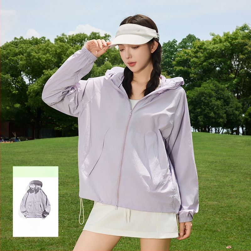 Γυναικείο εξωτερικό μπουφάν με UPF50+ UV προστασία, διαπνέον και πολύ ελαφρύ, ύφασμα πολυεστέρας-σπάντεξ, με κουκούλα