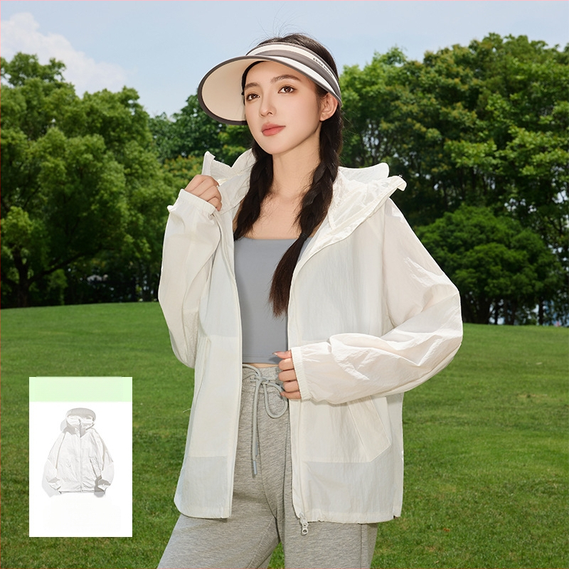 Γυναικείο εξωτερικό μπουφάν με UPF50+ UV προστασία, διαπνέον και πολύ ελαφρύ, ύφασμα πολυεστέρας-σπάντεξ, με κουκούλα
