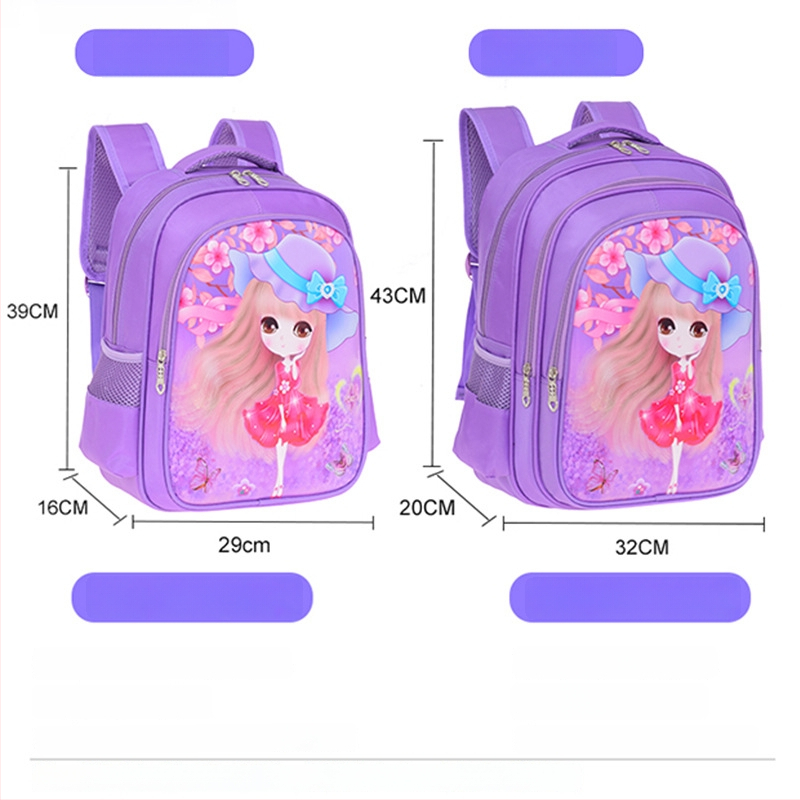 Dívčí školský ruksak pre prvý stupeň, nylon, priedušný, uľahčenie zaťaženia, motív rozprávkovej princeznej, podšívka nylon