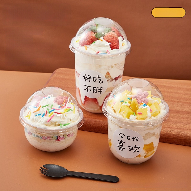 Bobo Cup PET пластмасова чаша с капак, вилица и лъжица, пакет стикери, възможност за печат на лого