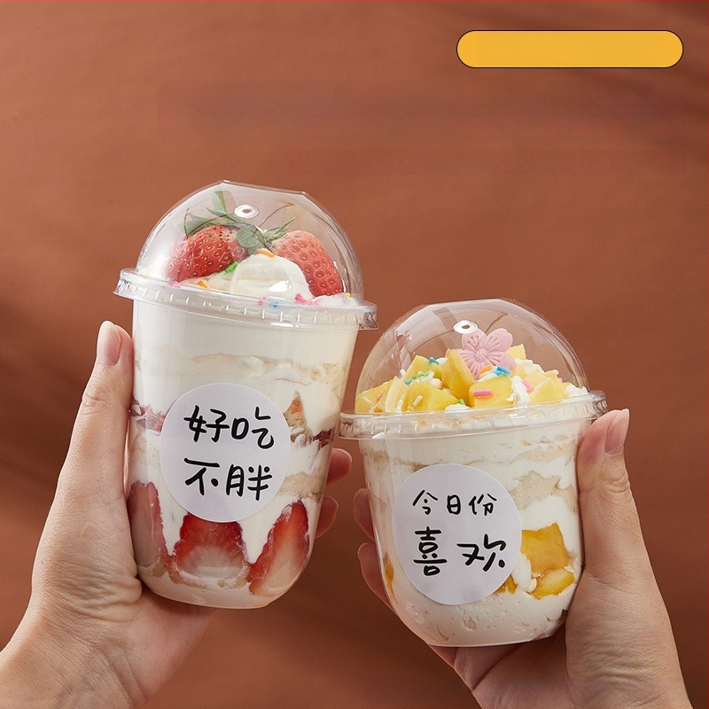 Bobo Cup PET пластмасова чаша с капак, вилица и лъжица, пакет стикери, възможност за печат на лого