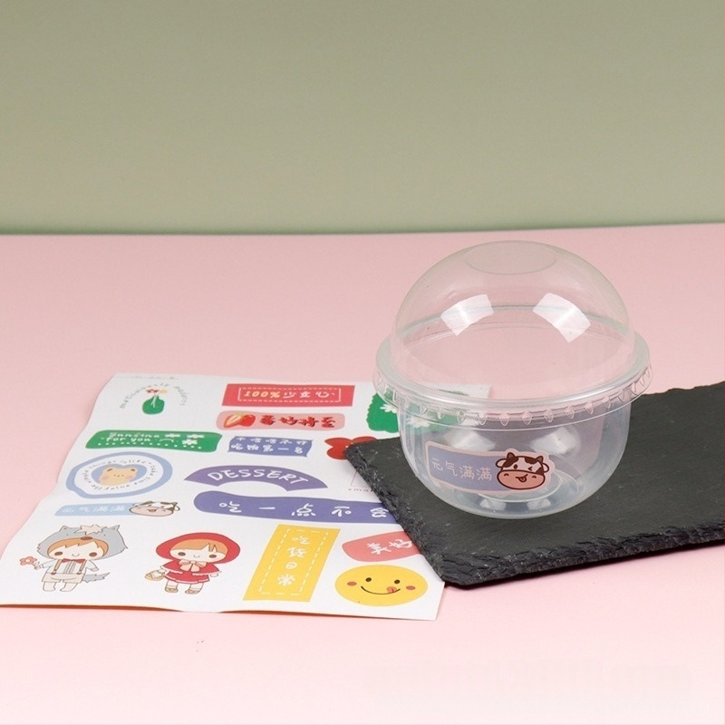 Bobo Cup PET пластмасова чаша с капак, вилица и лъжица, пакет стикери, възможност за печат на лого