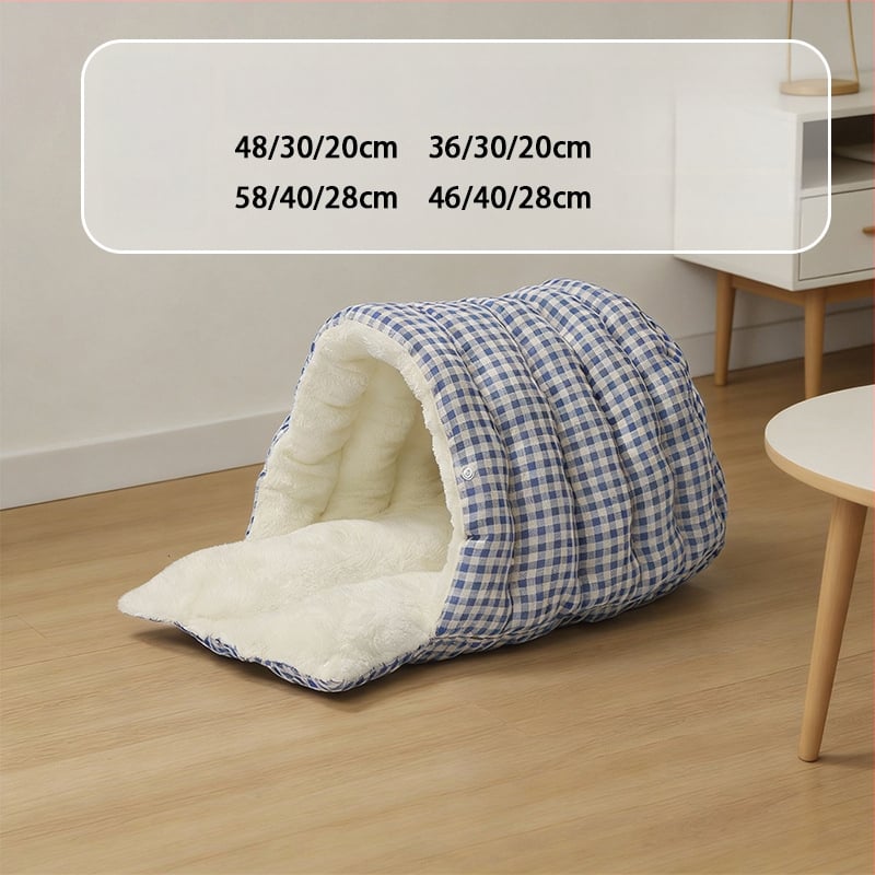 Φωλιά γάτας – κλειστή κατασκευή για θέρμη το χειμώνα, φλανελ υλικό, εσωτερική χρήση, κατάλληλο για μικρές έως μεσαίες γάτες, αποσπώμενο και πλενόμενο