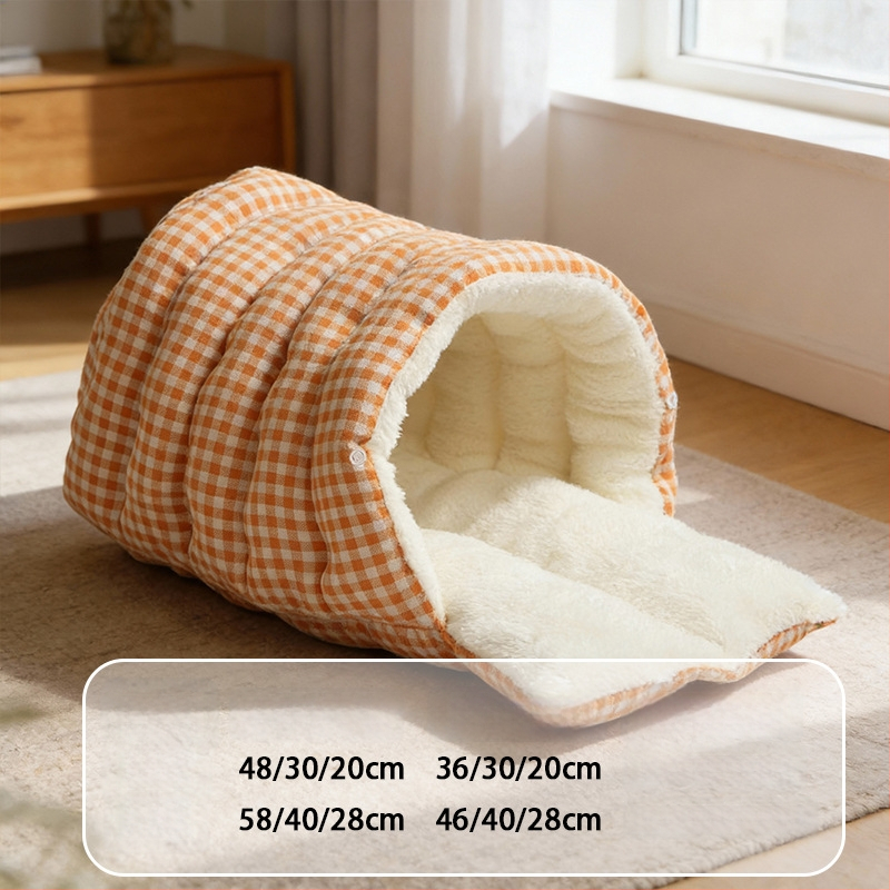 Φωλιά γάτας – κλειστή κατασκευή για θέρμη το χειμώνα, φλανελ υλικό, εσωτερική χρήση, κατάλληλο για μικρές έως μεσαίες γάτες, αποσπώμενο και πλενόμενο