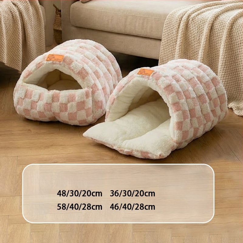 Φωλιά γάτας – κλειστή κατασκευή για θέρμη το χειμώνα, φλανελ υλικό, εσωτερική χρήση, κατάλληλο για μικρές έως μεσαίες γάτες, αποσπώμενο και πλενόμενο