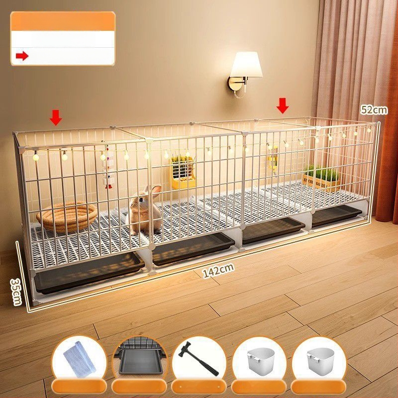 Ξύλινο κλουβί για κουνέλια, εσωτερική διαφανής βίλα και αυτόματο καθαρισμό περιττωμάτων