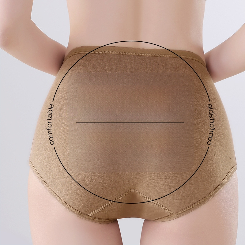 Hlačice za žene s visokim strukom od pamuka, kontrola abdomena, antibakterijske, prozračne, produženi preponski dio i podizanje bokova