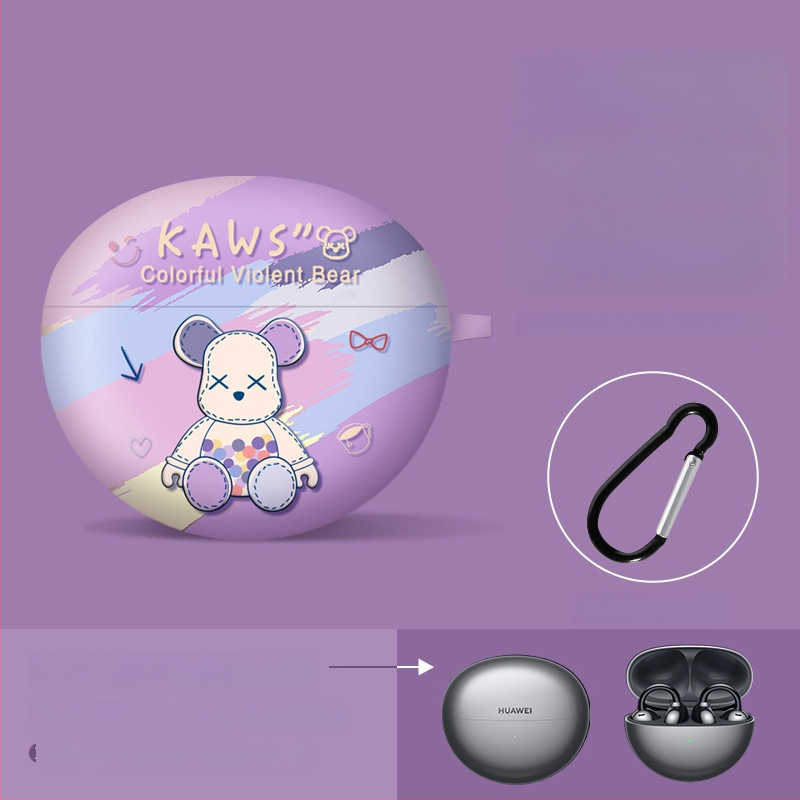 Carcasă pentru Huawei FreeBuds 5i/6i – stil clip, personaj desen animat cu stele, TPU moale, finisaj spray