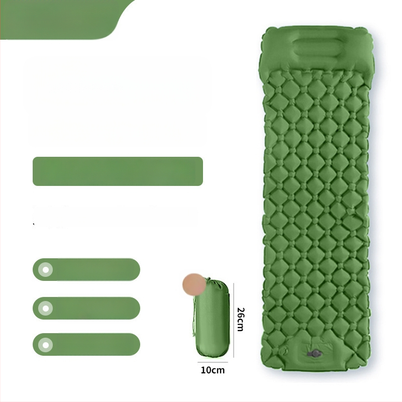 Φουσκωτό στρώμα κάμπινγκ με πόδι για φούσκωμα, TPU διαμαντοειδούς σχεδιασμού και ενσωματωμένη μαξιλαροθήκη, για 1 άτομο, 600 g