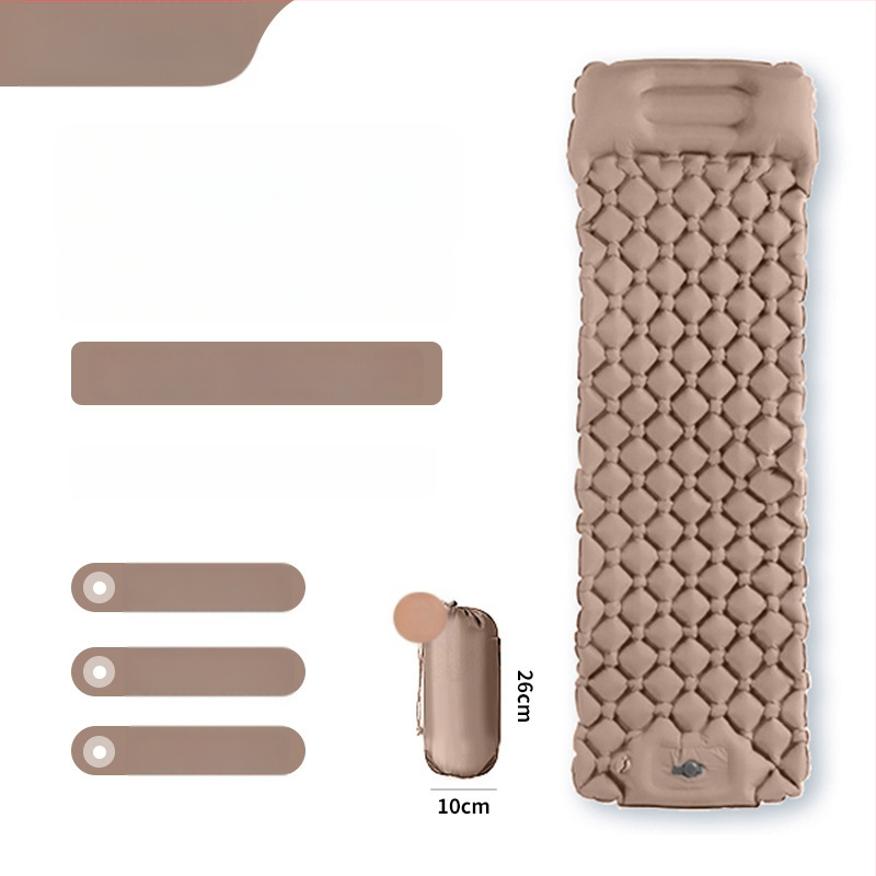 Φουσκωτό στρώμα κάμπινγκ με πόδι για φούσκωμα, TPU διαμαντοειδούς σχεδιασμού και ενσωματωμένη μαξιλαροθήκη, για 1 άτομο, 600 g