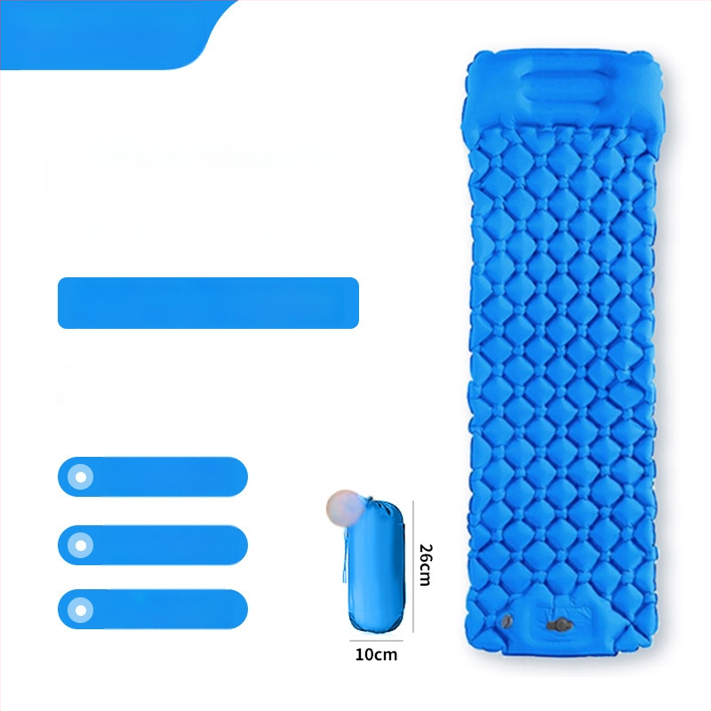 Φουσκωτό στρώμα κάμπινγκ με πόδι για φούσκωμα, TPU διαμαντοειδούς σχεδιασμού και ενσωματωμένη μαξιλαροθήκη, για 1 άτομο, 600 g