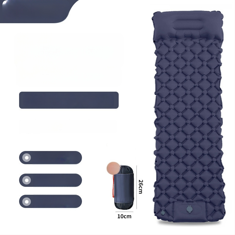 Φουσκωτό στρώμα κάμπινγκ με πόδι για φούσκωμα, TPU διαμαντοειδούς σχεδιασμού και ενσωματωμένη μαξιλαροθήκη, για 1 άτομο, 600 g