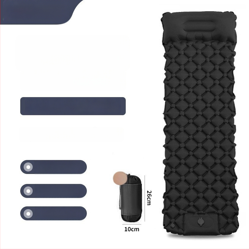 Φουσκωτό στρώμα κάμπινγκ με πόδι για φούσκωμα, TPU διαμαντοειδούς σχεδιασμού και ενσωματωμένη μαξιλαροθήκη, για 1 άτομο, 600 g