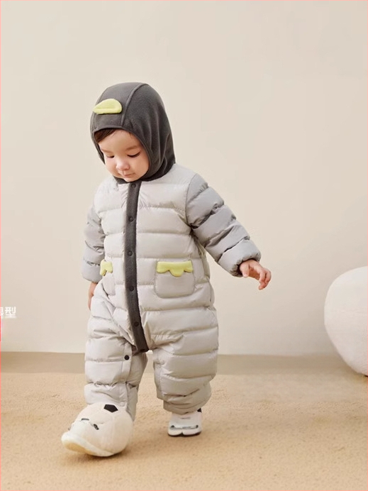 Detský zimný overal s páperovou výplňou a odnímateľnou kapucňou, pre deti 1–3 roky