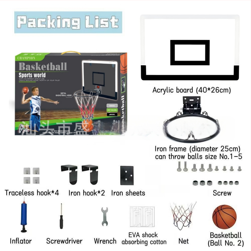 Gyerekeknek szánt vasöntvény kosárlabda keret beltéri és kültéri használatra – 1,8 kg, Sheng Xinda