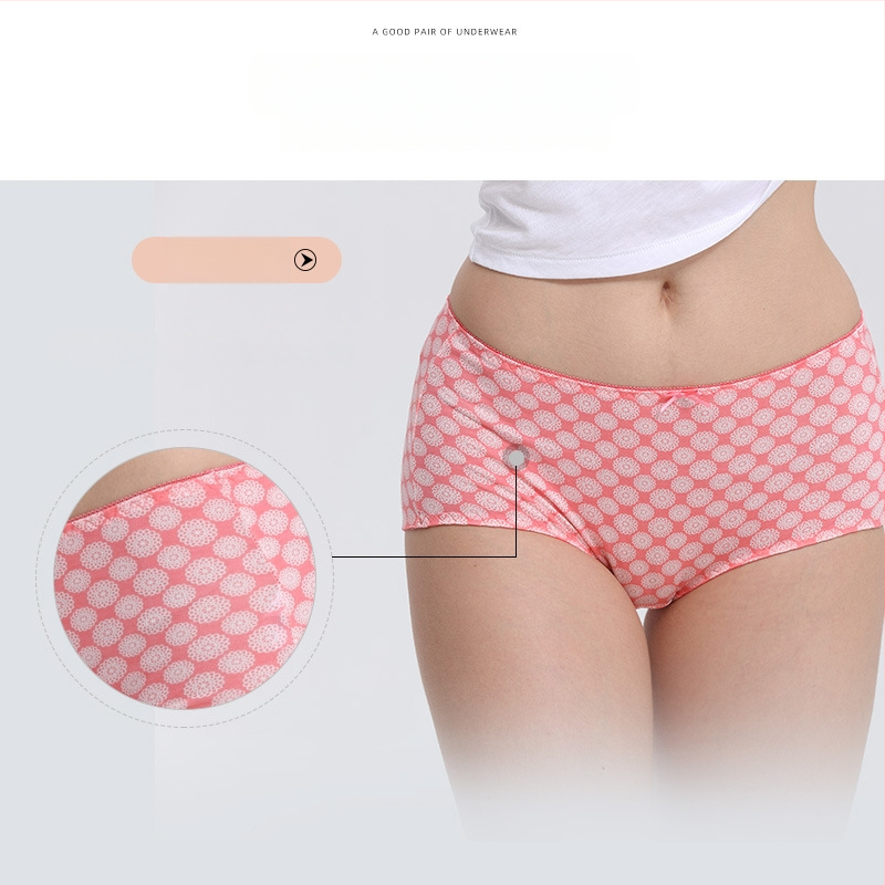 Vytlačené dámske nohavičky z modalu, priedušné, stredná bedrová oblasť, bezšvové, kvetinový vzor