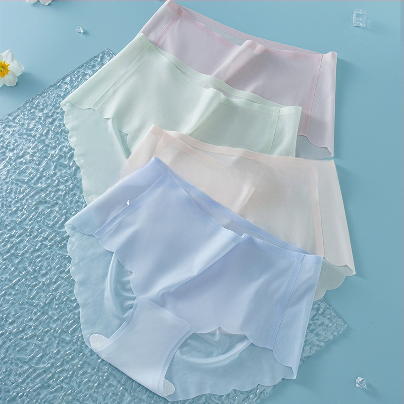 Ice Silk besprijekorno žensko donje rublje, plus veličina, srednji pojas, ultra tanke trokutaste gaćice za ljeto.