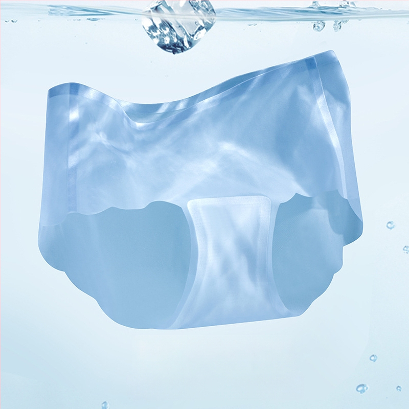 Ice Silk besprijekorno žensko donje rublje, plus veličina, srednji pojas, ultra tanke trokutaste gaćice za ljeto.