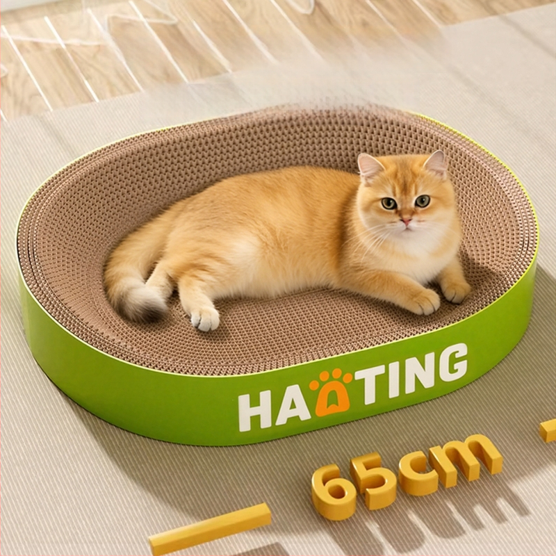 Placă de zgâriere pentru pisici cu vizuină rotundă din hârtie ondulată