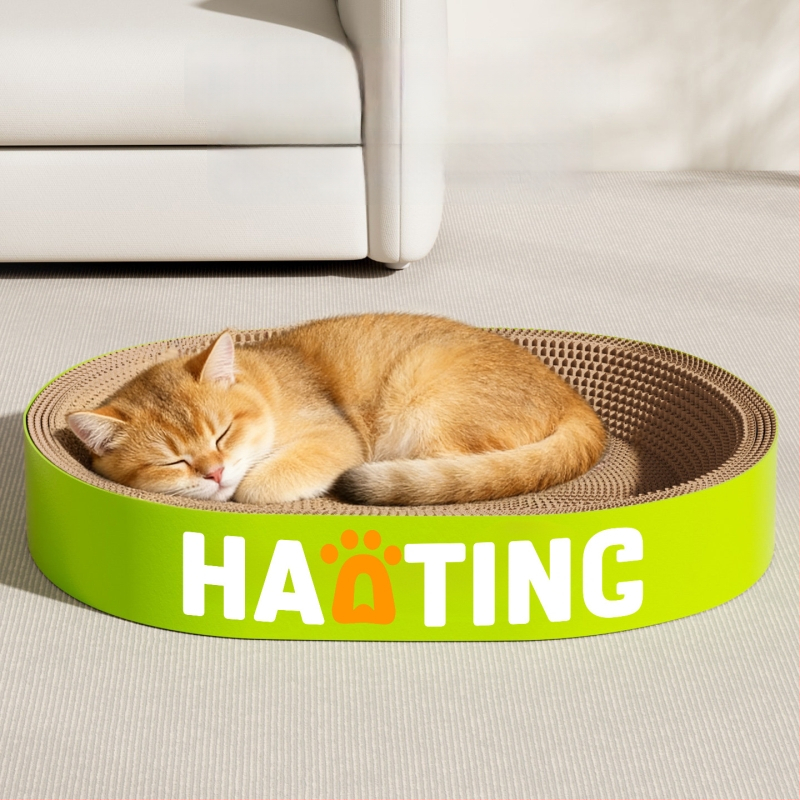 Placă de zgâriere pentru pisici cu vizuină rotundă din hârtie ondulată