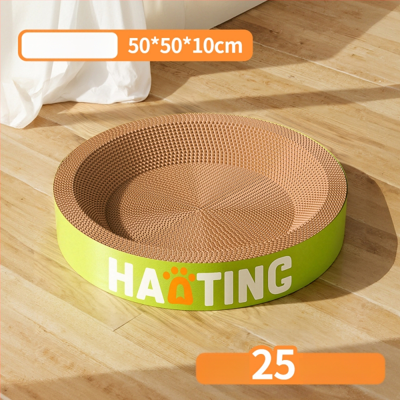 Placă de zgâriere pentru pisici cu vizuină rotundă din hârtie ondulată