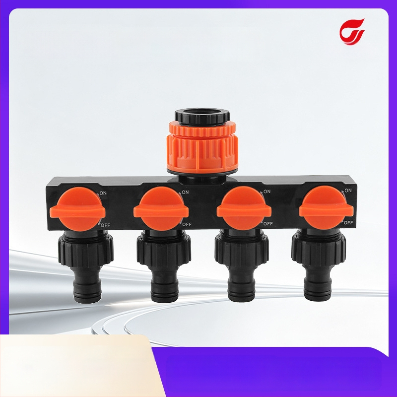 Lexia Διανομέας νερού κήπων με τέσσερις εξόδους και διακόπτη, είσοδος 1, έξοδοι 4, για εξωτερική άρδευση