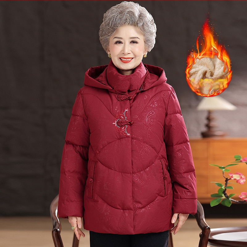 Paltonă damă cu glugă, căptușit cu puf imitatie mătase (Țesătura principală: poliester 30-50%; Umplutură: bumbac imitatie mătase)