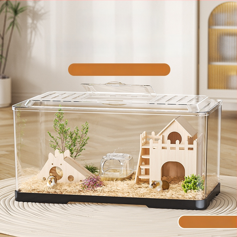 Κλουβί χαμστερ — ορθογώνιο πλαστικό κλουβί, εξαερίζεται, φορητό, εύκολο στον καθαρισμό.