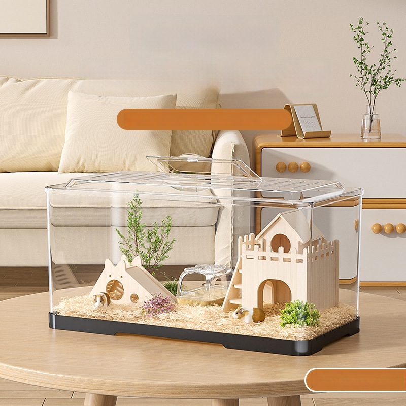 Κλουβί χαμστερ — ορθογώνιο πλαστικό κλουβί, εξαερίζεται, φορητό, εύκολο στον καθαρισμό.