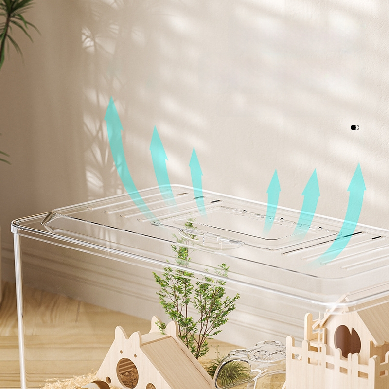 Κλουβί χαμστερ — ορθογώνιο πλαστικό κλουβί, εξαερίζεται, φορητό, εύκολο στον καθαρισμό.