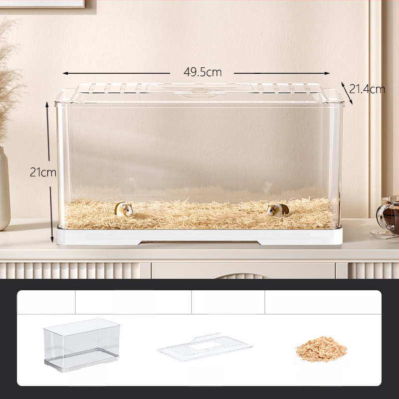 Κλουβί χαμστερ — ορθογώνιο πλαστικό κλουβί, εξαερίζεται, φορητό, εύκολο στον καθαρισμό.