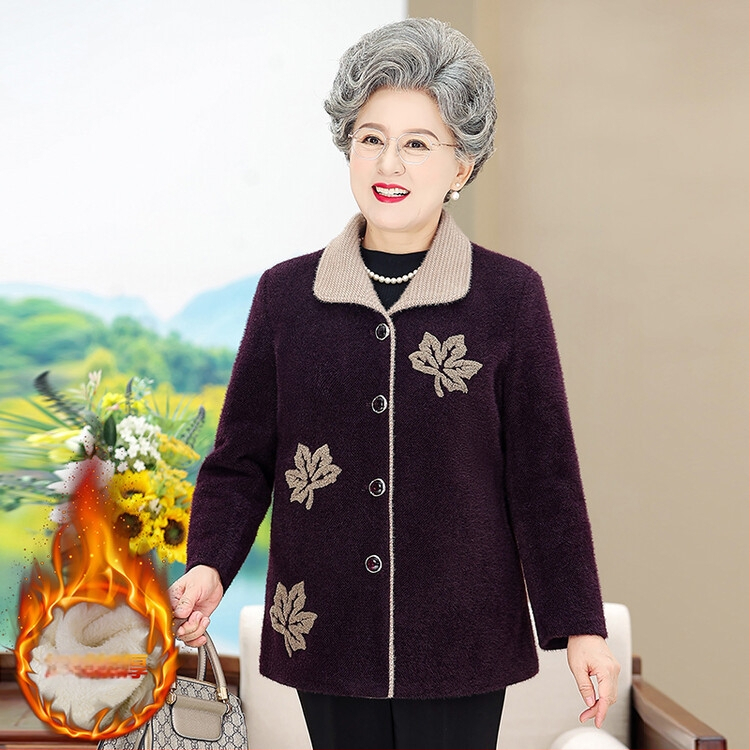 Idős nők téli kabátja fleece béléssel, vastagított, nerc szőrme anyag (80–90% tartalom), rövid fazon