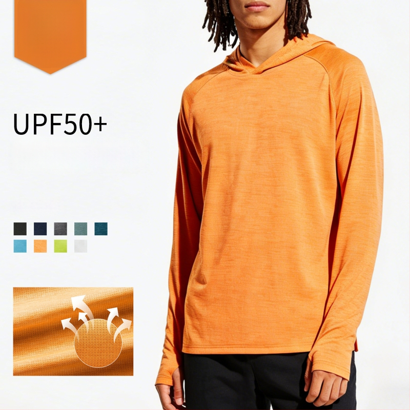 Ανδρικό αθλητικό πουκάμισο με κουκούλα UV προστασία – UPF50+, γρήγορο στέγνωμα, αναπνεύσιμο, πολυεστέρας, FSY1212