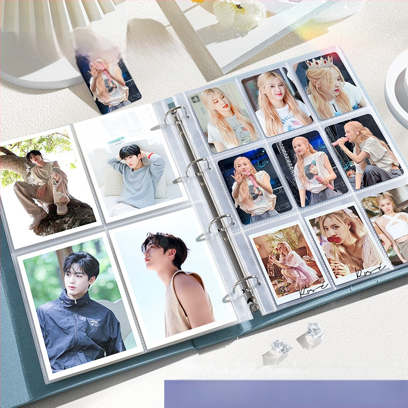 Vastagított kártyaalbum kilenc mezős belső oldalakkal képeslapok és jegyek tárolására