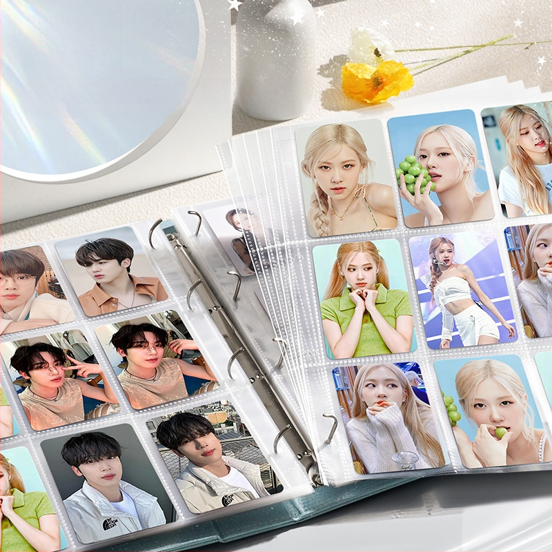 Vastagított kártyaalbum kilenc mezős belső oldalakkal képeslapok és jegyek tárolására