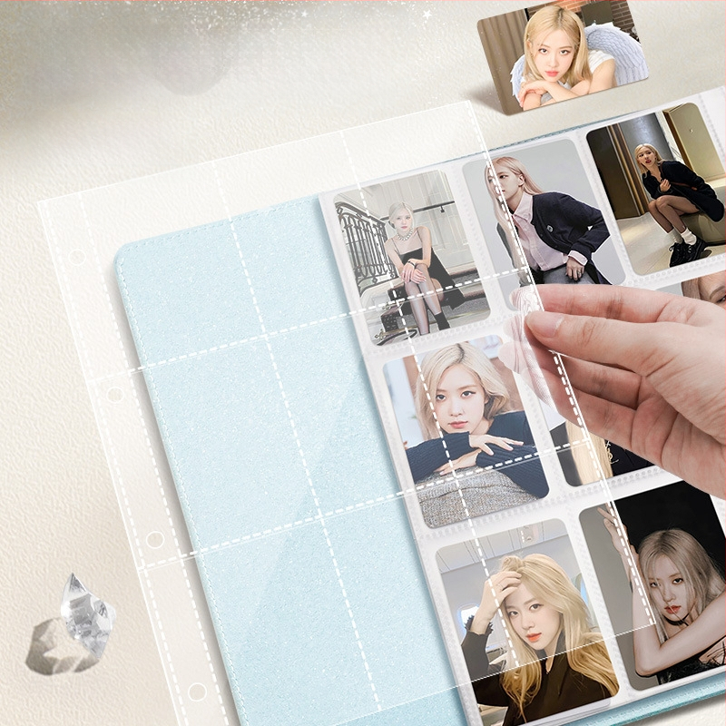 Vastagított kártyaalbum kilenc mezős belső oldalakkal képeslapok és jegyek tárolására