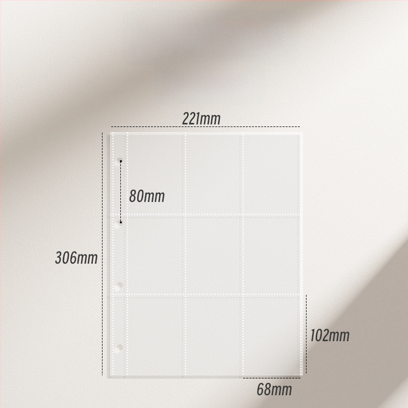 Vastagított kártyaalbum kilenc mezős belső oldalakkal képeslapok és jegyek tárolására