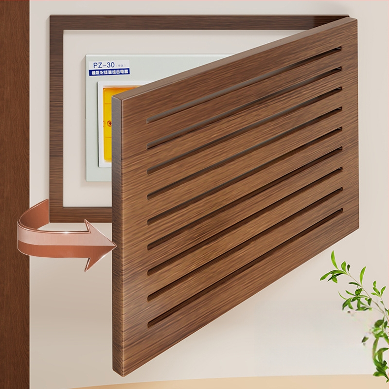 Ξύλινο κάλυμμα για πίνακα χαμηλής τάσης σε ξύλινο πλαίσιο, χωρίς διάτρηση, διακοσμητικό πάνελ για μετρητή και καλώδια δικτύου, μοντέρνο μινιμαλιστικό σχέδιο για ανάρτηση