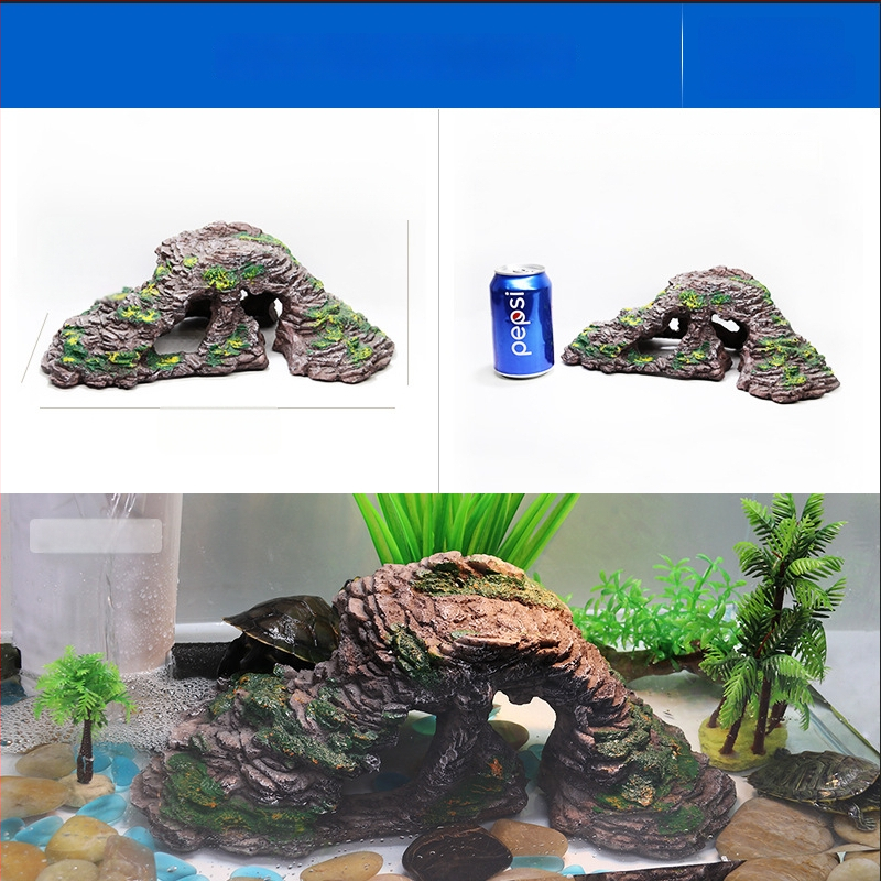 Platforma na slnenie želvy s plávajúcim ostrovom – živica, dekoratívny kameň pre akvárium, suchá krajina, zlepšenie priestorového vnímania