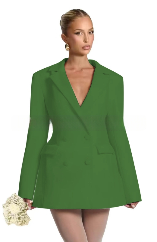 Γυναικείο blazer στενής γραμμής με V-λαιμό, μονό κουμπί, πολυεστέρας, μακριά μανίκια